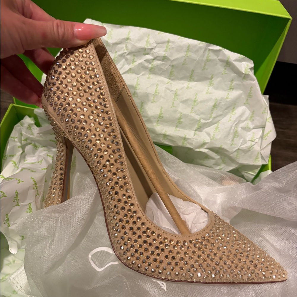 Elegant Tan Studded Women's Heels